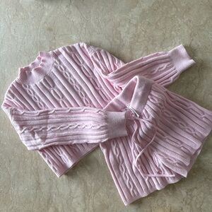 Pink Cable Knit Sweater and Skirt Set